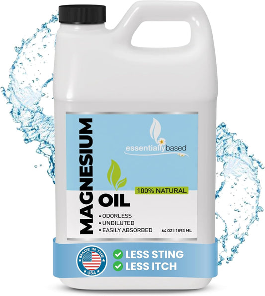 64oz Pure Magnesium Oil Spray - Topical Magnesium for Better Sleep - Extra Strength, Less Sting & Itch - 100% Natural & Organic - Made in USA