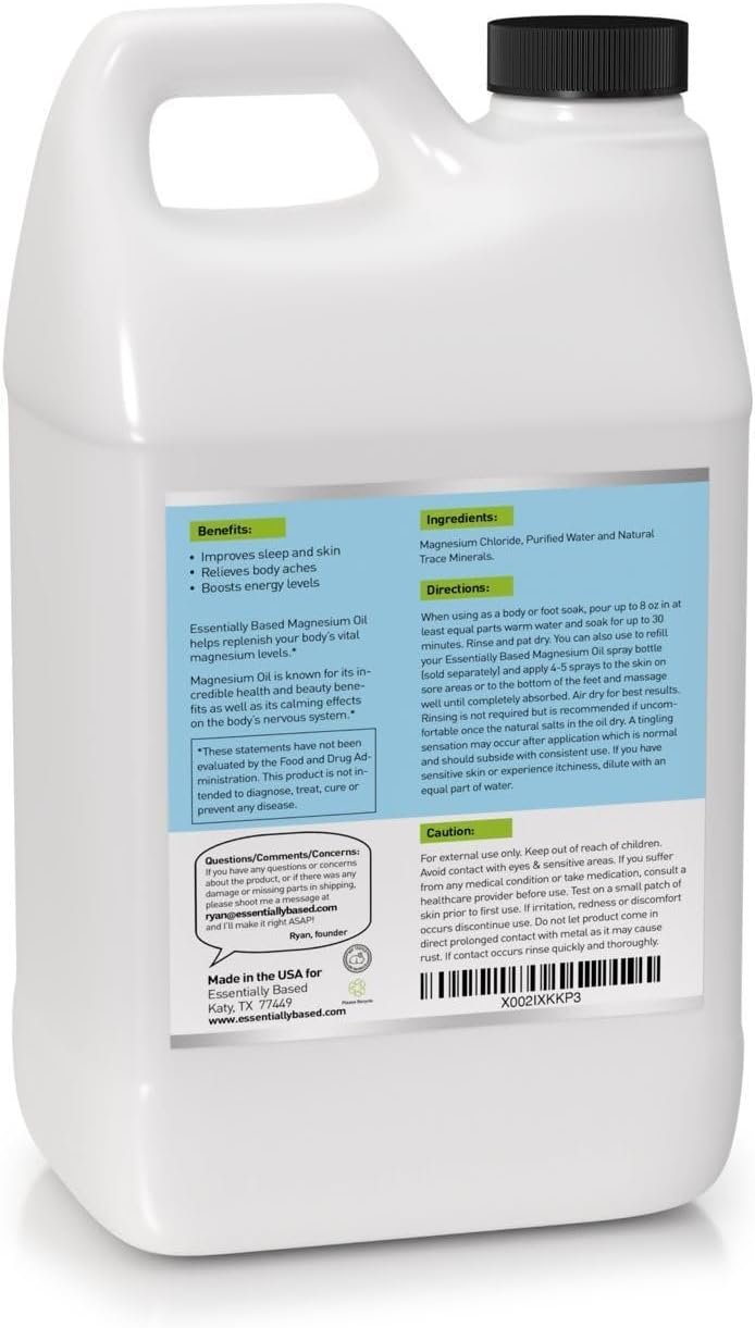 64oz Pure Magnesium Oil Spray - Topical Magnesium for Better Sleep - Extra Strength, Less Sting & Itch - 100% Natural & Organic - Made in USA