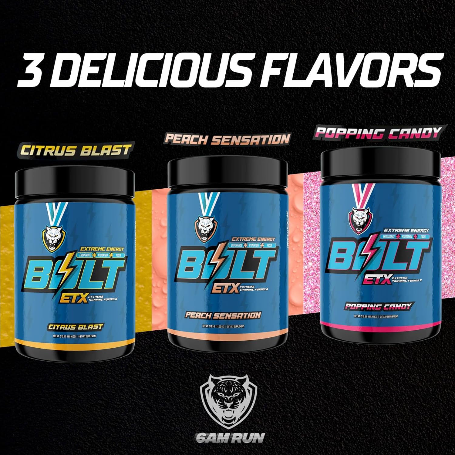 6AM Run Bolt Pre Workout Powder - Boost Energy, Cardio Support, High Focus Formula - Natural Citrus Blast Flavor - 25 Servings