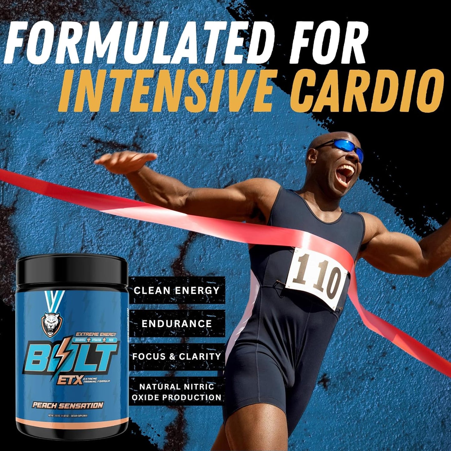 6AM Run Bolt Pre Workout Powder - Energy Boost for Runners - Cardio & Focus Support - No Jitters - High Energy Formula - Peach Flavor - 25 Servings