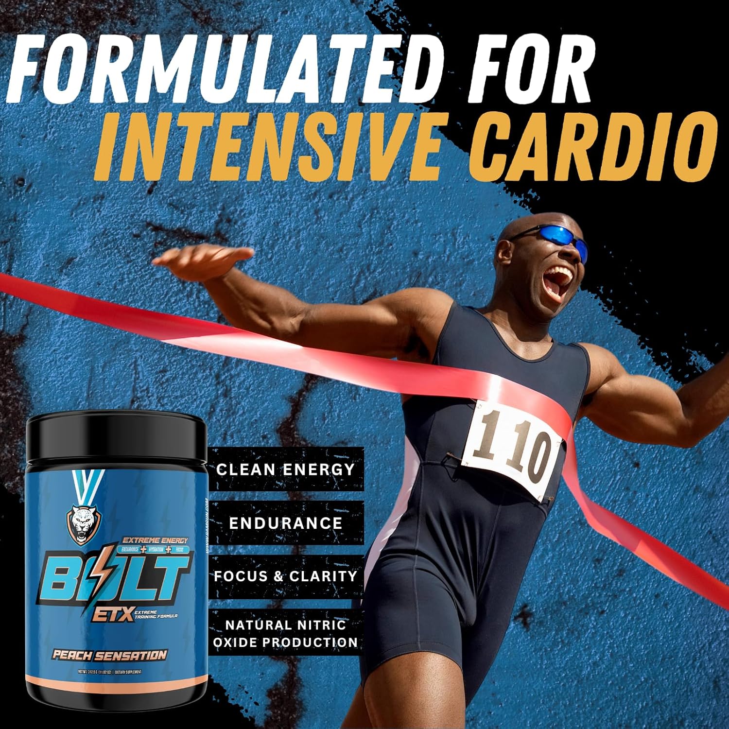 6AM Run Bolt Pre Workout Powder - Energy Boost for Runners - Cardio & Focus Support - No Jitters - High Energy Formula - Peach Flavor - 25 Servings