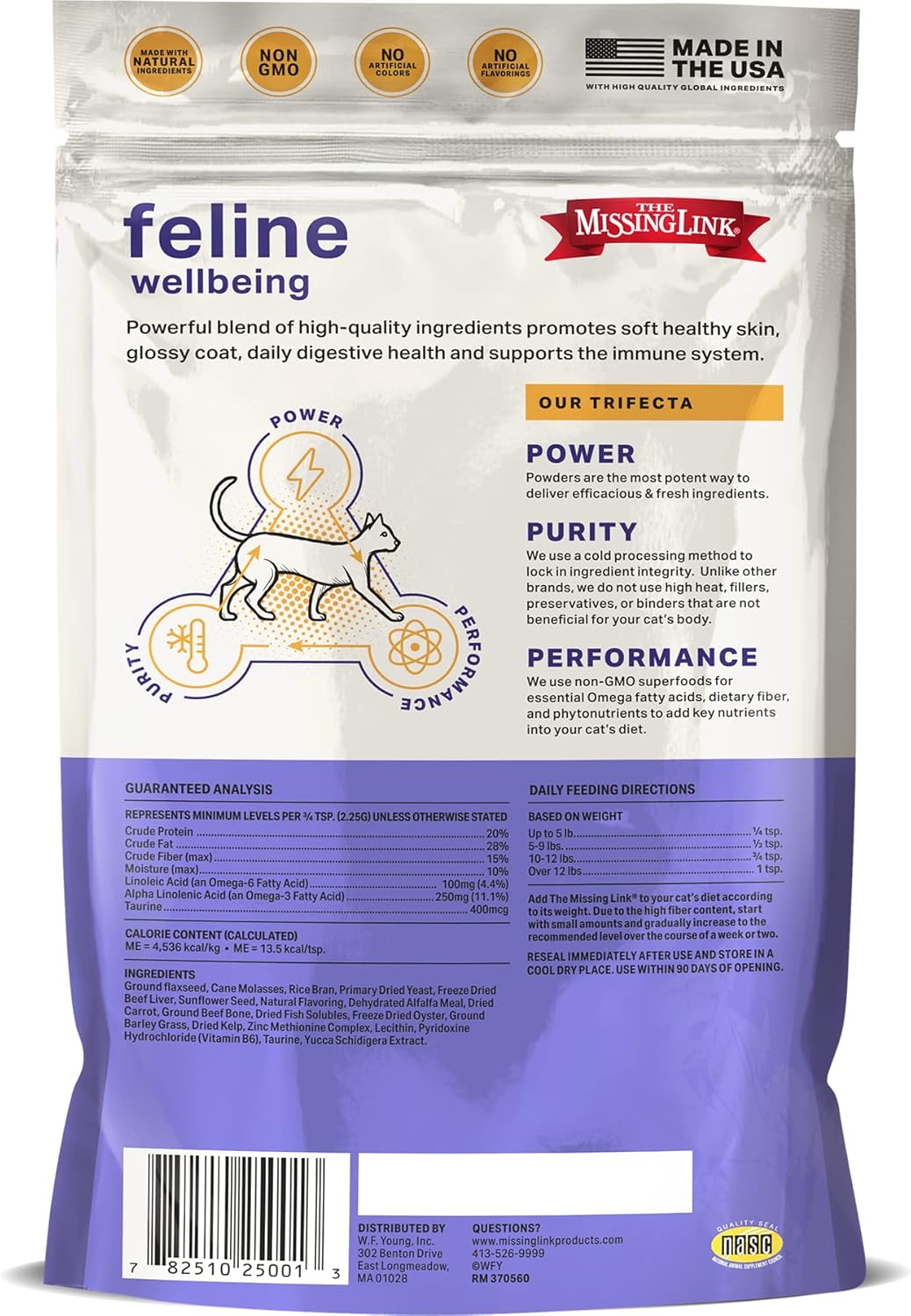 6oz Bag of Veterinarian Formulated Feline Superfood Supplement Powder - Boost Skin & Coat Health, Digestion, Immunity - Omega 3 & 6 Balances
