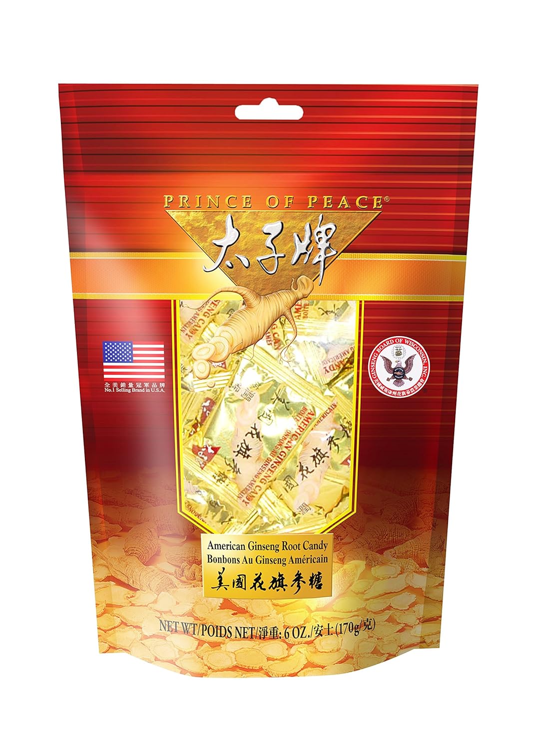 6oz Prince of Peace American Ginseng Root Candy - Natural Energy Boost and Immune Support