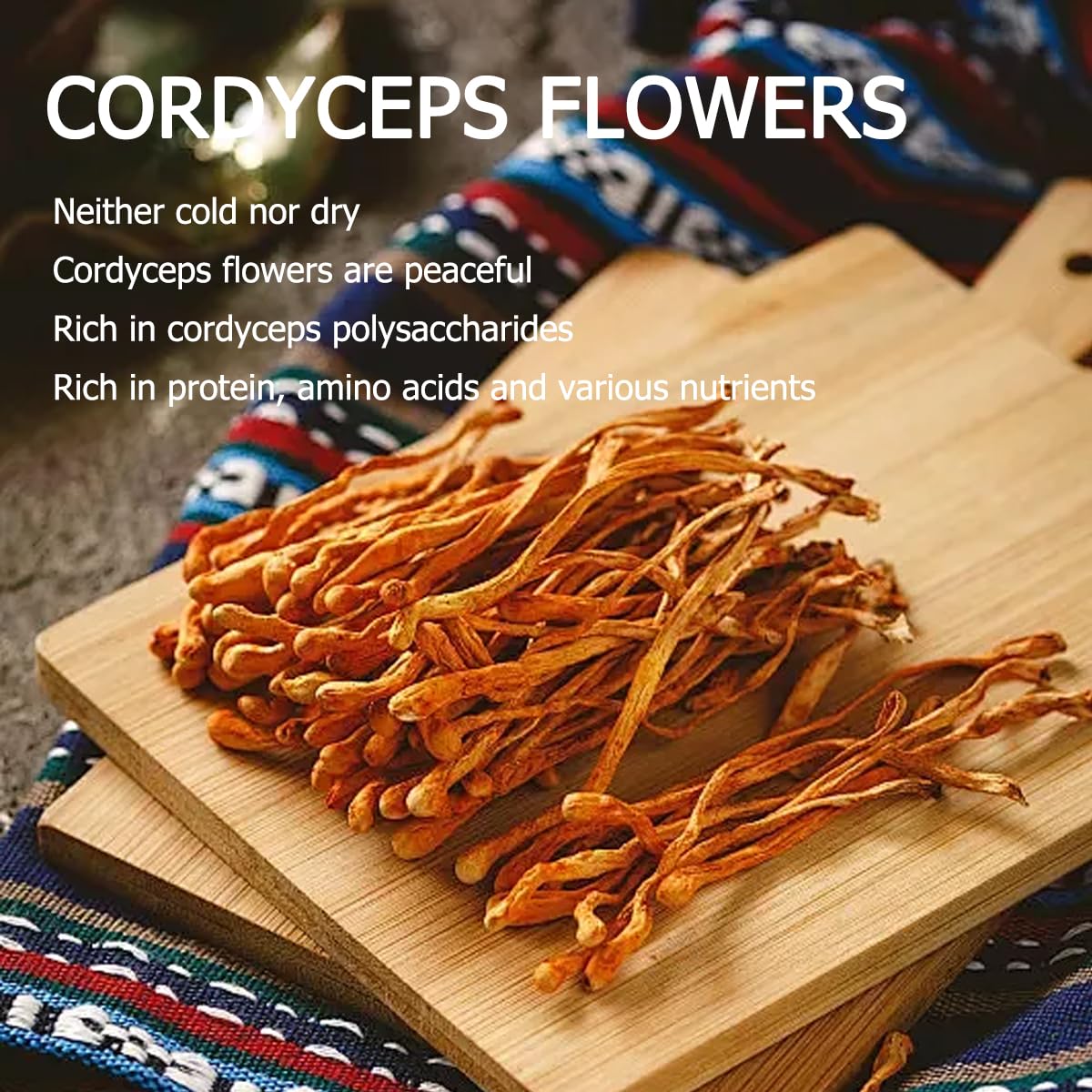 6oz QIANPINHUI Cordyceps Flower Whole Dried Mushroom - Boosts Energy, Reduces Fatigue for Cooking/Tea