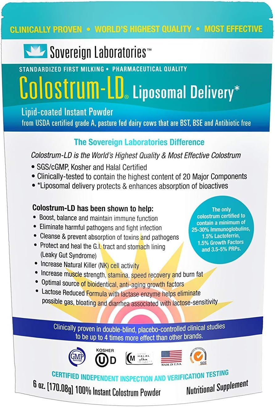 6oz Sovereign Laboratories Colostrum-LD® Powder - High Quality Supplement for Immune Support, Gut Health, and Energy Boost - 15-30 Day Supply
