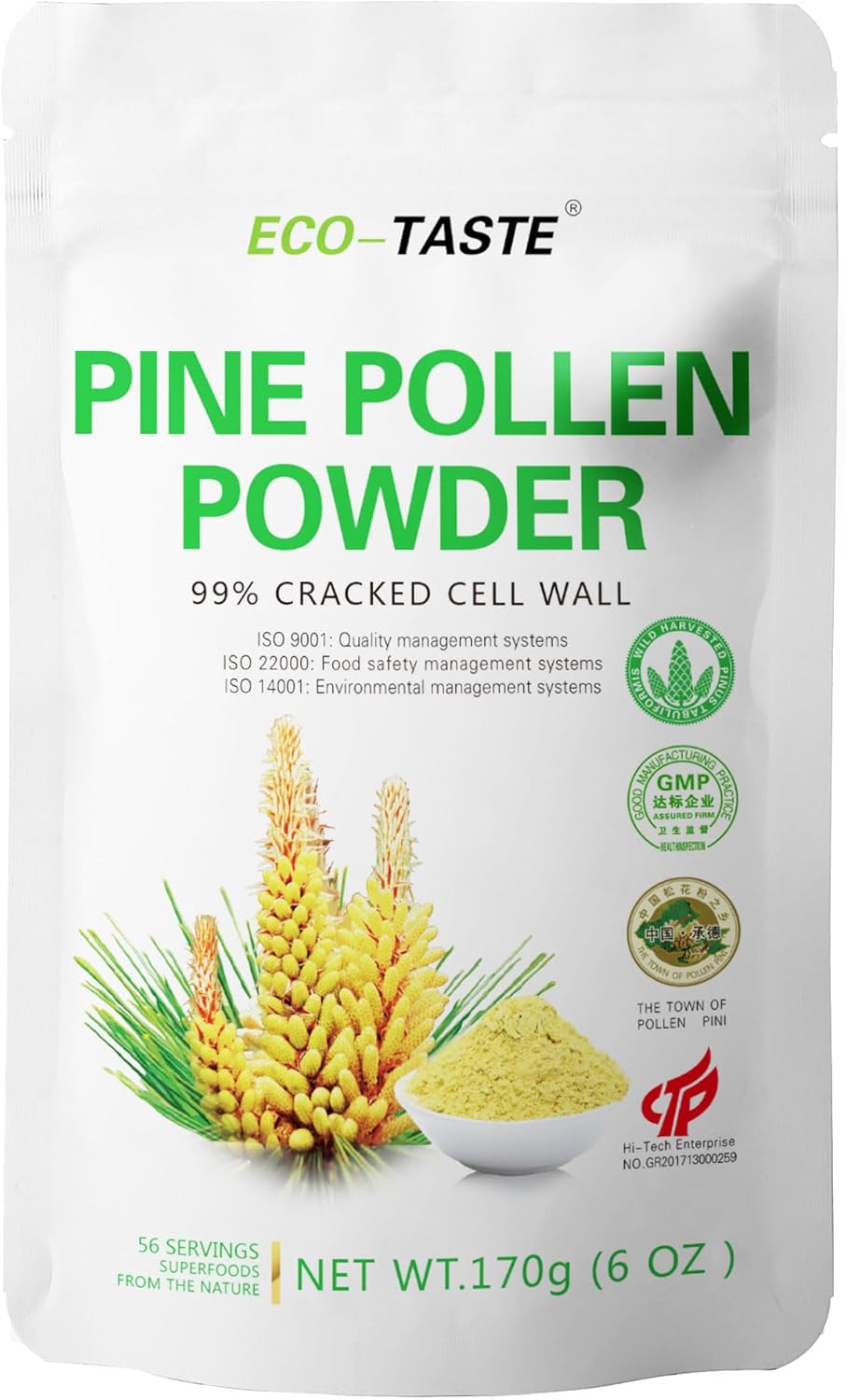 6oz Wild Harvested Pine Pollen Powder - Pinus Tabuliformis, 99% Cracked Cell Wall for Eco-Friendly Taste