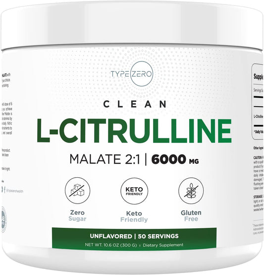 6X Strength Type Zero L-Citrulline Malate Powder (300g, 6000mg per Serving, Unflavored) - Ultra Clean Nitric Oxide Booster for Pre Workout - Vasodilator Supplement - BoostGo Australia