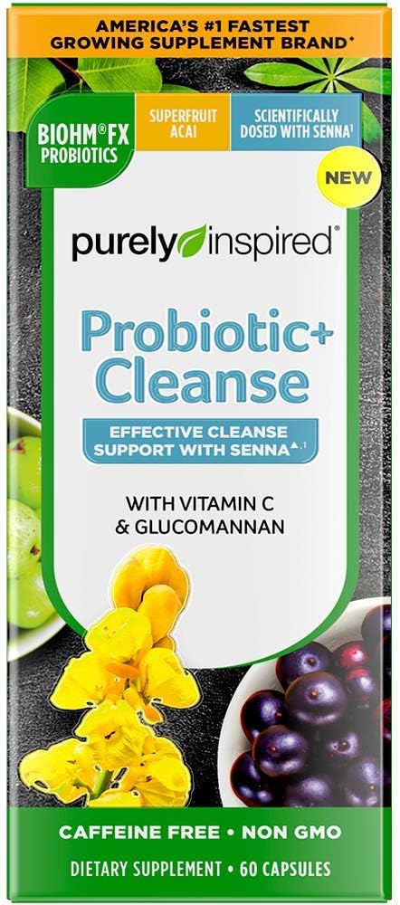 7 Day Detox Cleanse with Probiotics, Acai Berry, Senna Leaf, Digestive Enzymes - 60 Count for Women & Men by Purely Inspired