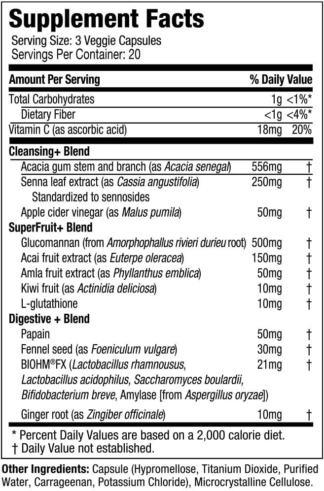 7 Day Detox Cleanse with Probiotics, Acai Berry, Senna Leaf, Digestive Enzymes - 60 Count for Women & Men by Purely Inspired