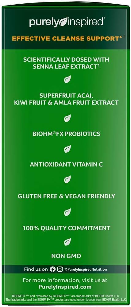 7 Day Detox Cleanse with Probiotics, Acai Berry, Senna Leaf, Digestive Enzymes - 60 Count for Women & Men by Purely Inspired