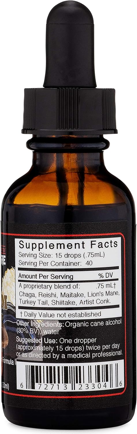 7 Medicinal Mushroom Spagyric Tincture Blend - Reishi, Turkey Tail, Maitake, Shiitake, Lion's Mane, Artist Conk, Chaga - 1 fl oz