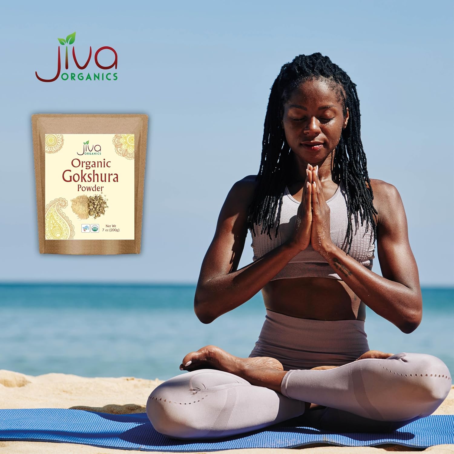 7 oz Bag of Jiva Organics Gokshura Powder - Pure Indian Tribulus, Non-GMO Full Spectrum