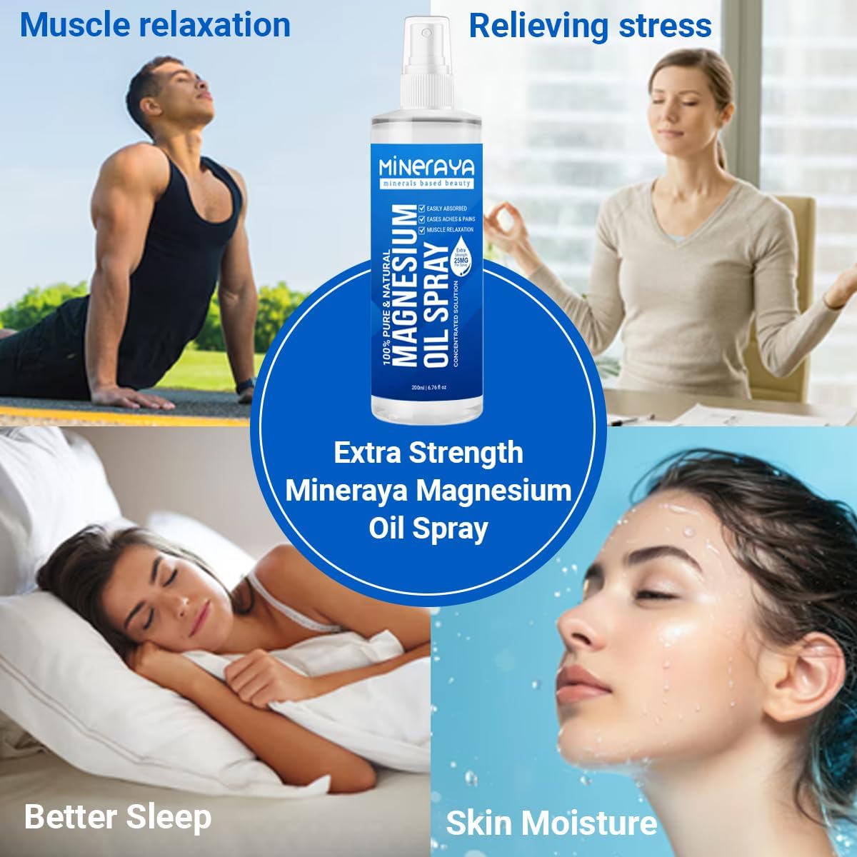 7 oz Extra Strength Organic Magnesium Oil Spray for Feet - Promotes Muscle Recovery and Sound Sleep