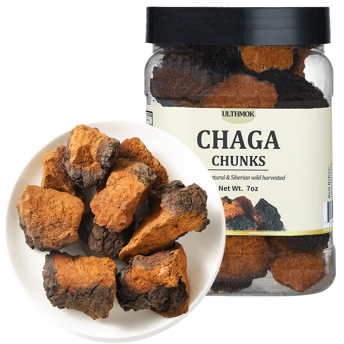 7 Oz/199g Premium Chaga Mushroom Chunks - 100% Siberian Wild Harvested Tea