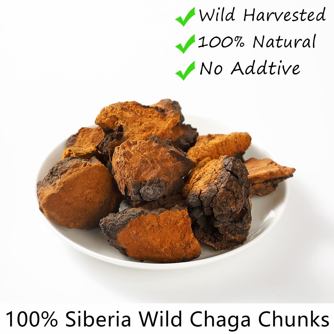 7 Oz/199g Premium Chaga Mushroom Chunks - 100% Siberian Wild Harvested Tea