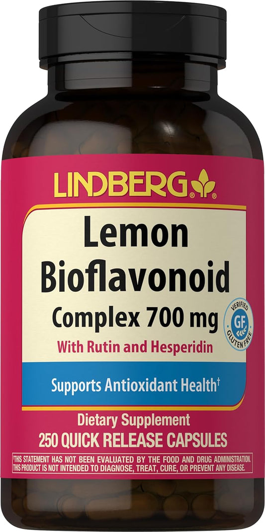 700mg Lindberg Lemon Bioflavonoid Complex with Rutin and Hesperidin | 250 Capsules | Non-GMO, Gluten Free