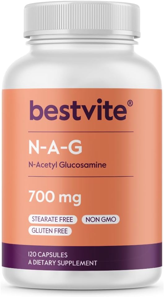 700mg N-Acetyl Glucosamine (N-A-G) Capsules, 120 Count - Non GMO & Gluten Free - No Stearates