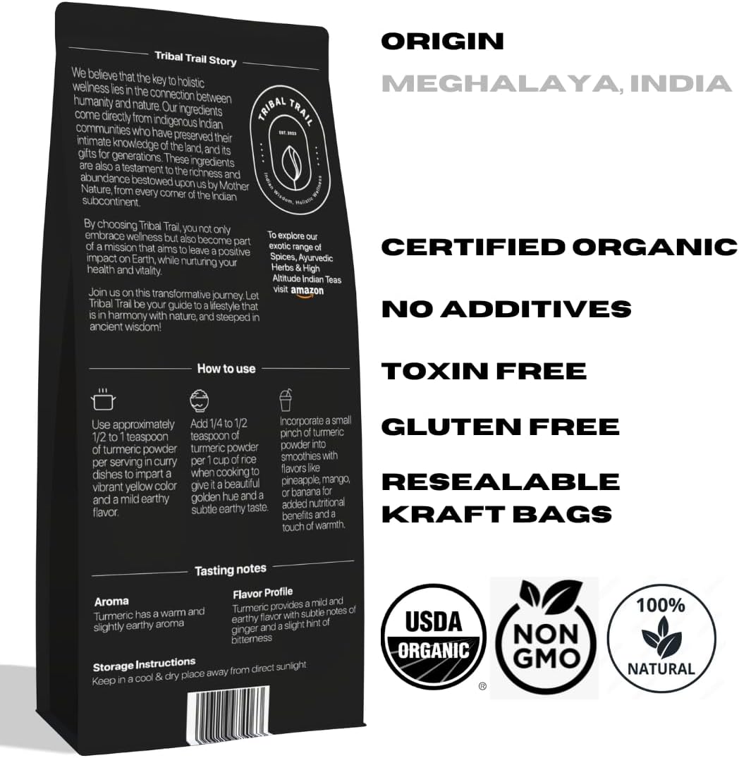 7.05 oz Organic Turmeric Powder from India | USDA Certified | Non-GMO | Lab Tested for Purity | High Antioxidant Content