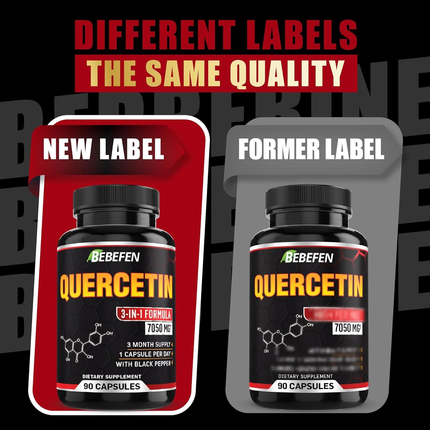 7050mg Quercetin Capsules with Black Pepper Extract - 90 Capsules for Immune & Cardiovascular Health - 3 Month Supply