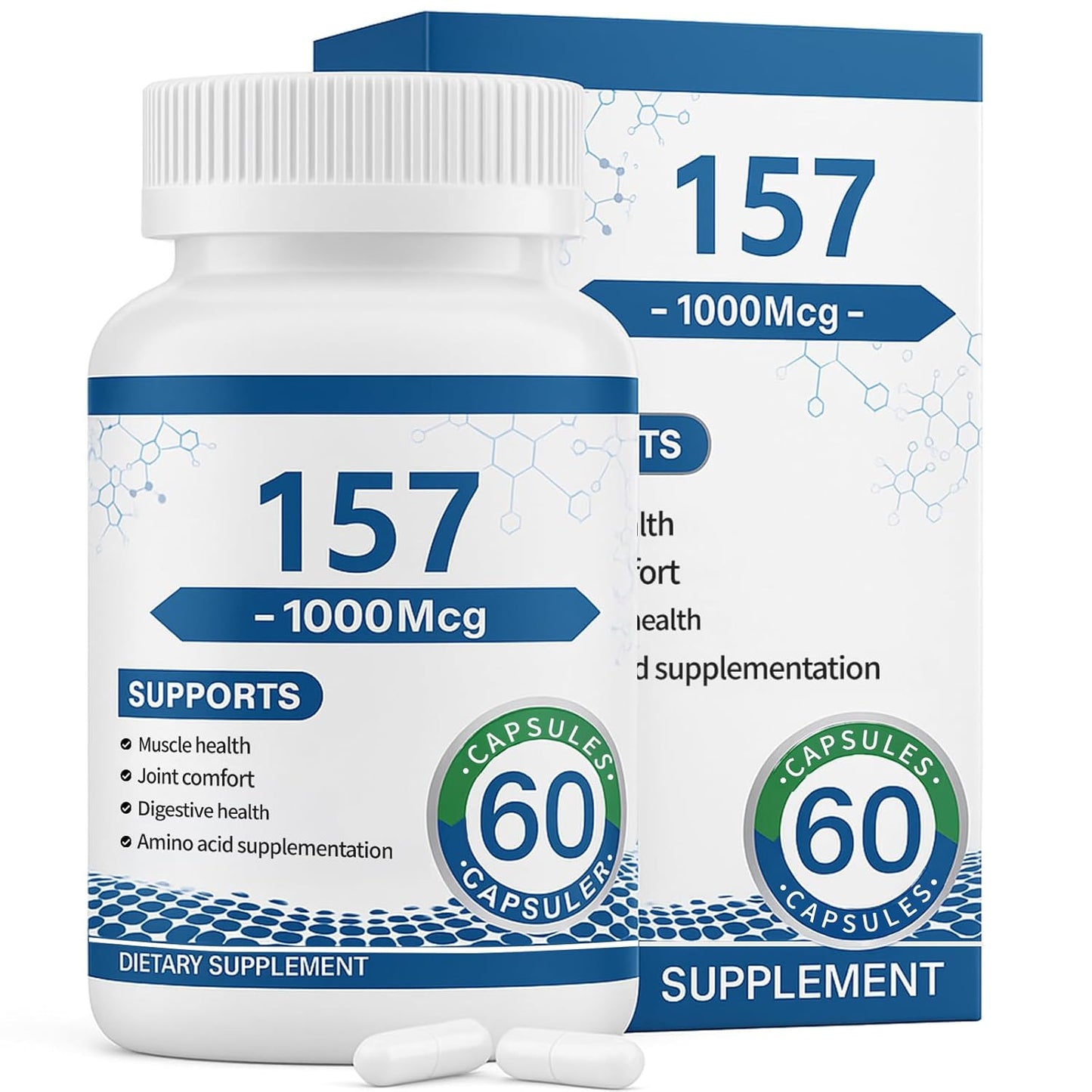 Non-GMO BP-C 157 Pro Peptide Capsules, 1000mcg - New Protective Compound 157, Gluten Free - 60 Capsules