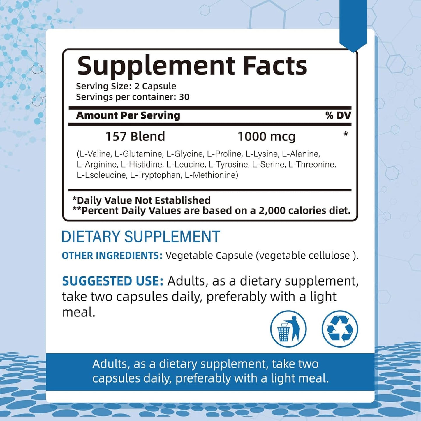 Non-GMO BP-C 157 Pro Peptide Capsules, 1000mcg - New Protective Compound 157, Gluten Free - 60 Capsules