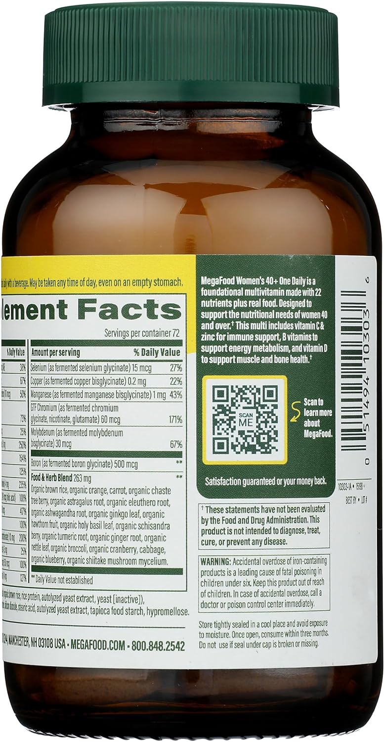 72 CT MEGAFOOD Women's 40+ One Daily Multivitamin Tablets for Daily Wellness