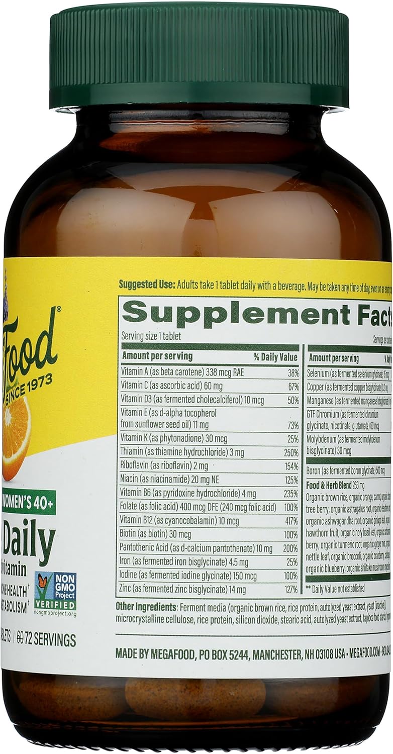 72 CT MEGAFOOD Women's 40+ One Daily Multivitamin Tablets for Daily Wellness