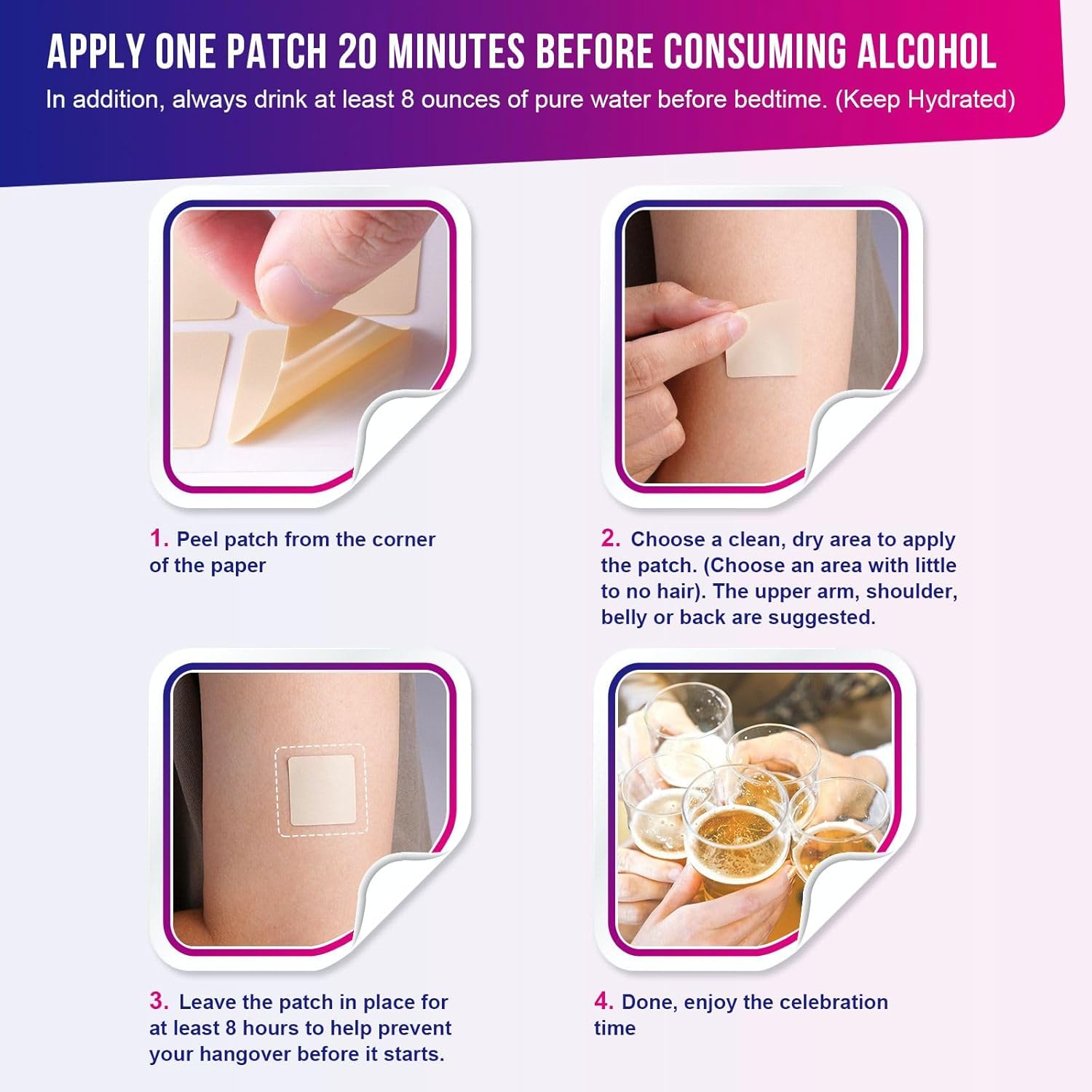 72 Pack of Devemy Party Patches: Easy-to-Use, Organic, Water-Resistant, Safe & Effective for Men & Women