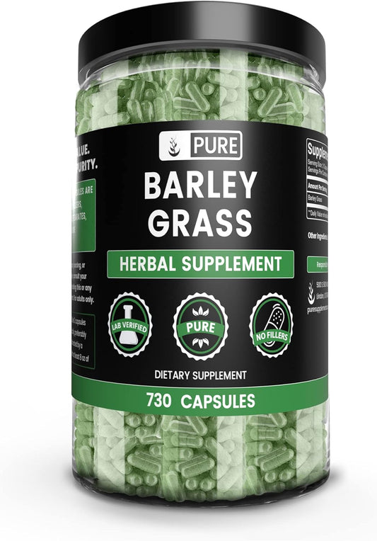 730 Capsules Barley Grass Supplement with Pure Original Ingredients, No Magnesium or Rice Fillers - Always Pure