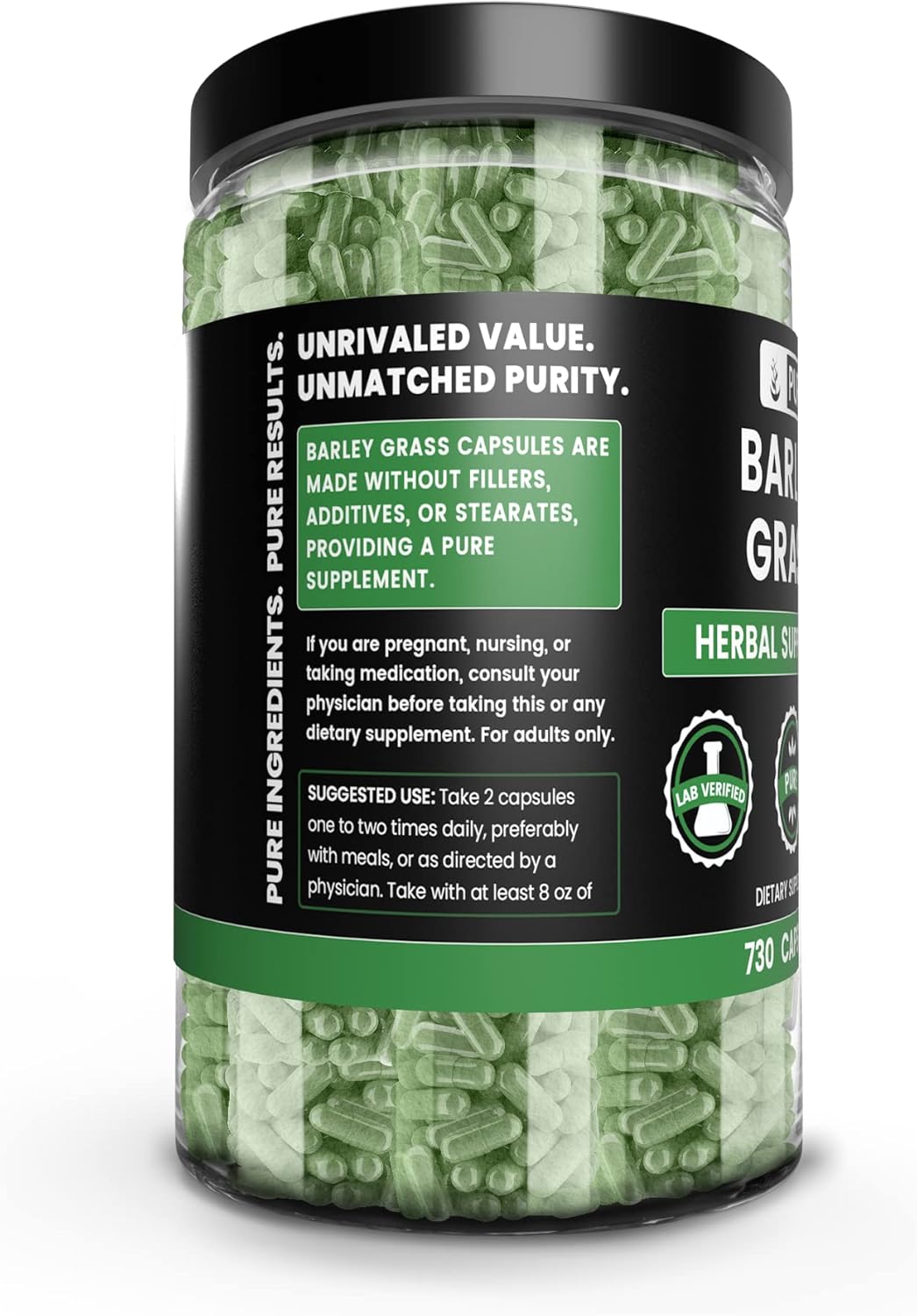 730 Capsules Barley Grass Supplement with Pure Original Ingredients, No Magnesium or Rice Fillers - Always Pure