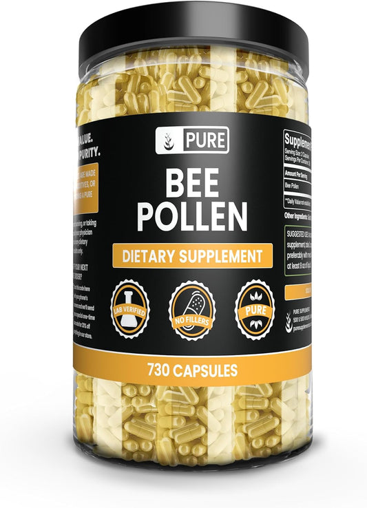 730 Capsules of Lab Verified Pure Bee Pollen with No Magnesium or Rice Fillers