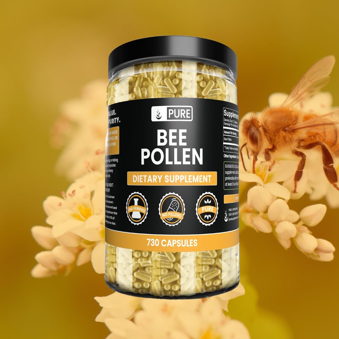 730 Capsules of Lab Verified Pure Bee Pollen with No Magnesium or Rice Fillers