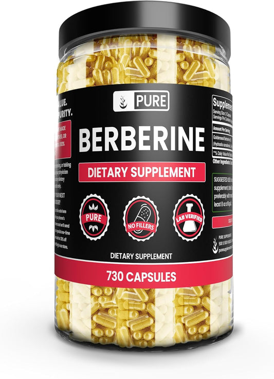 730 Capsules of Pure Berberine Supplement - No Magnesium or Rice Fillers - Lab Verified - Original Ingredients