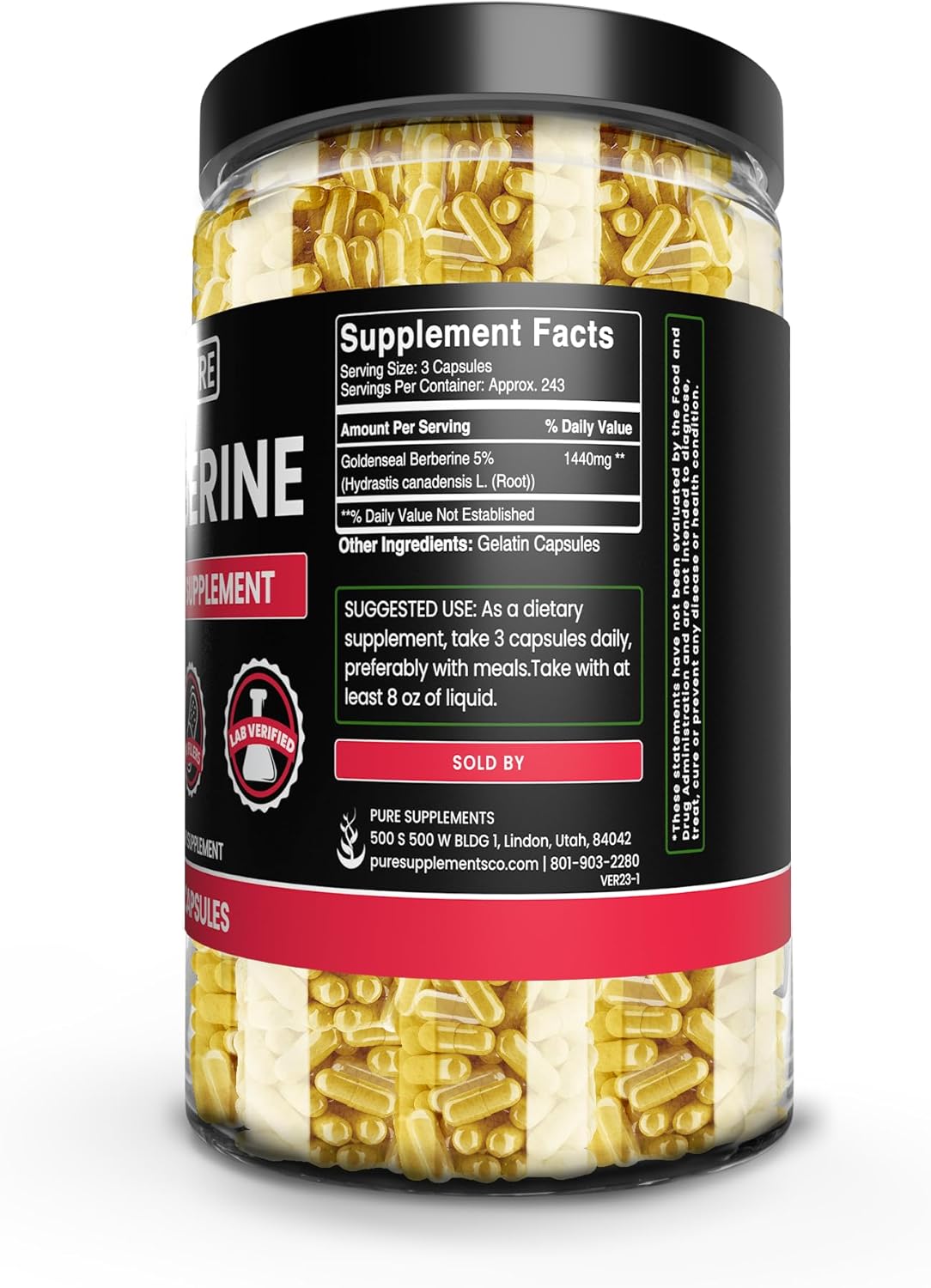 730 Capsules of Pure Berberine Supplement - No Magnesium or Rice Fillers - Lab Verified - Original Ingredients