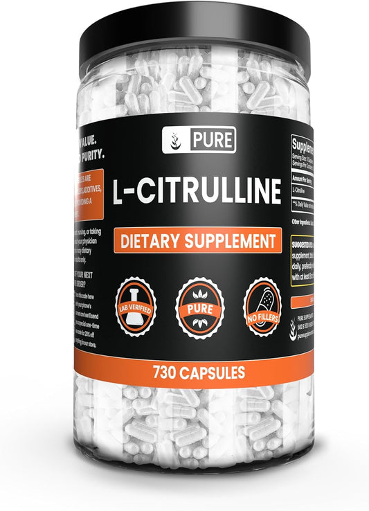 730 Capsules of Pure L-Citrulline with Lab Verified Original Ingredients, No Magnesium or Rice Fillers
