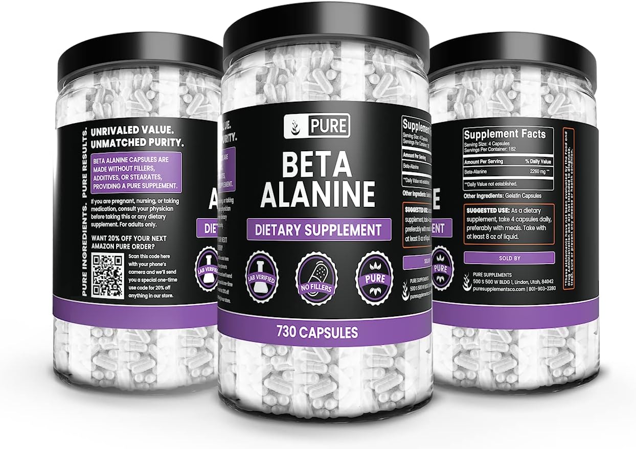 730 Capsules Pure Beta Alanine with Original Ingredients, Lab Verified, No Additives or Fillers