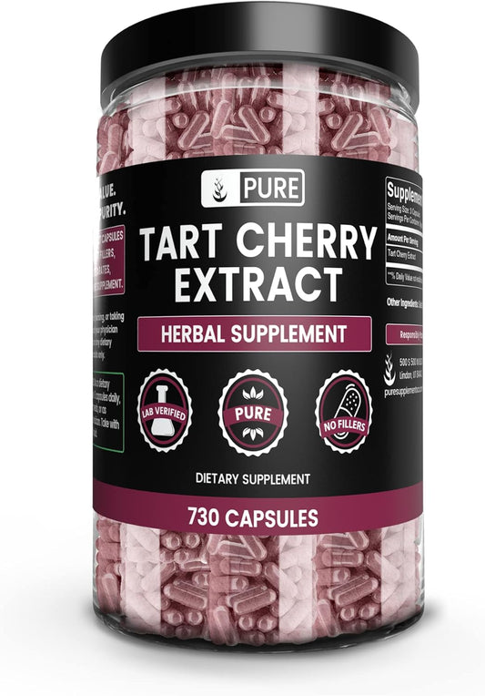 730 Capsules Pure Tart Cherry Extract - No Magnesium or Rice Fillers - Lab Verified - Original Ingredients