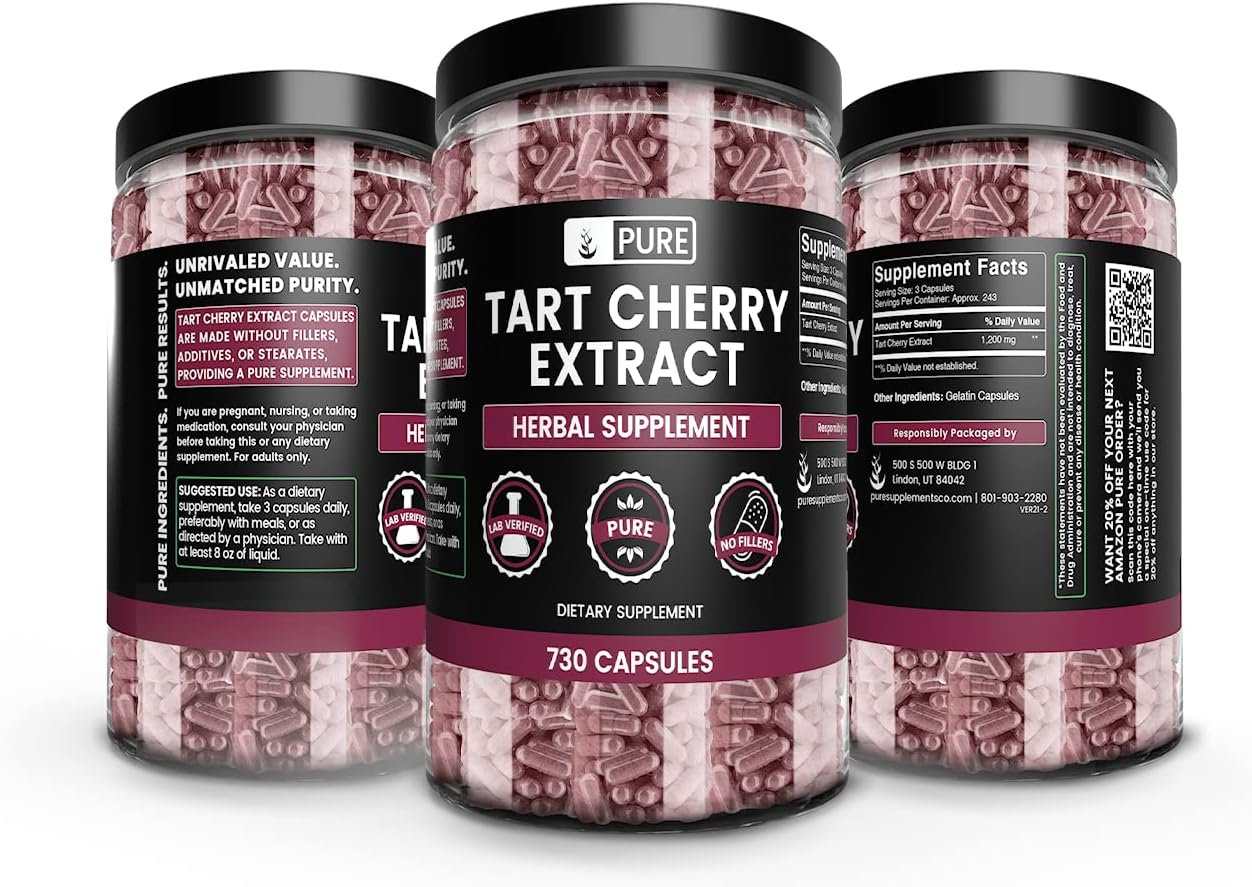730 Capsules Pure Tart Cherry Extract - No Magnesium or Rice Fillers - Lab Verified - Original Ingredients