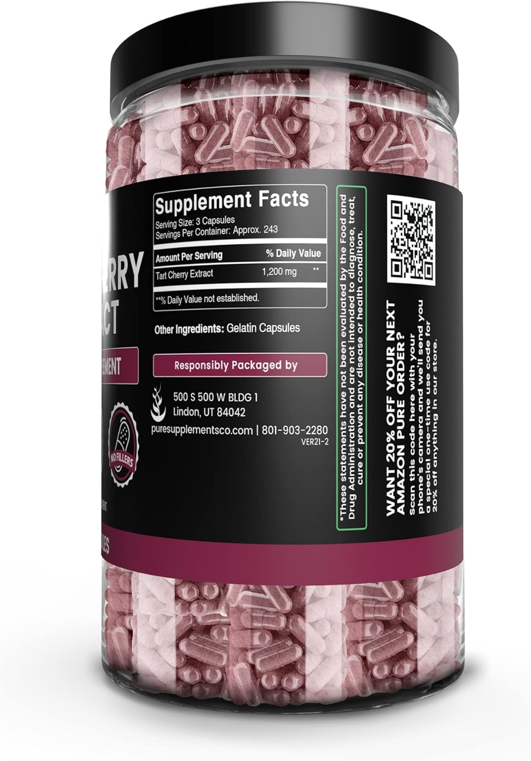 730 Capsules Pure Tart Cherry Extract - No Magnesium or Rice Fillers - Lab Verified - Original Ingredients
