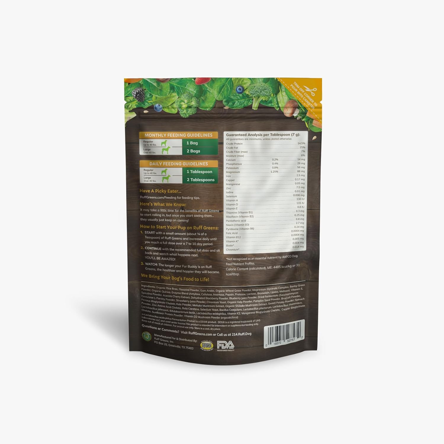 7.4 oz Ruff Greens K9 VitaSmart Supplement for Dogs - Nutritional Vitamin & Mineral Support - BoostGo Australia