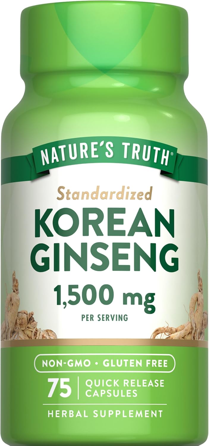 75 Count Nature's Truth Korean Ginseng Capsules with Standardized Extract - Non-GMO & Gluten Free Supplement