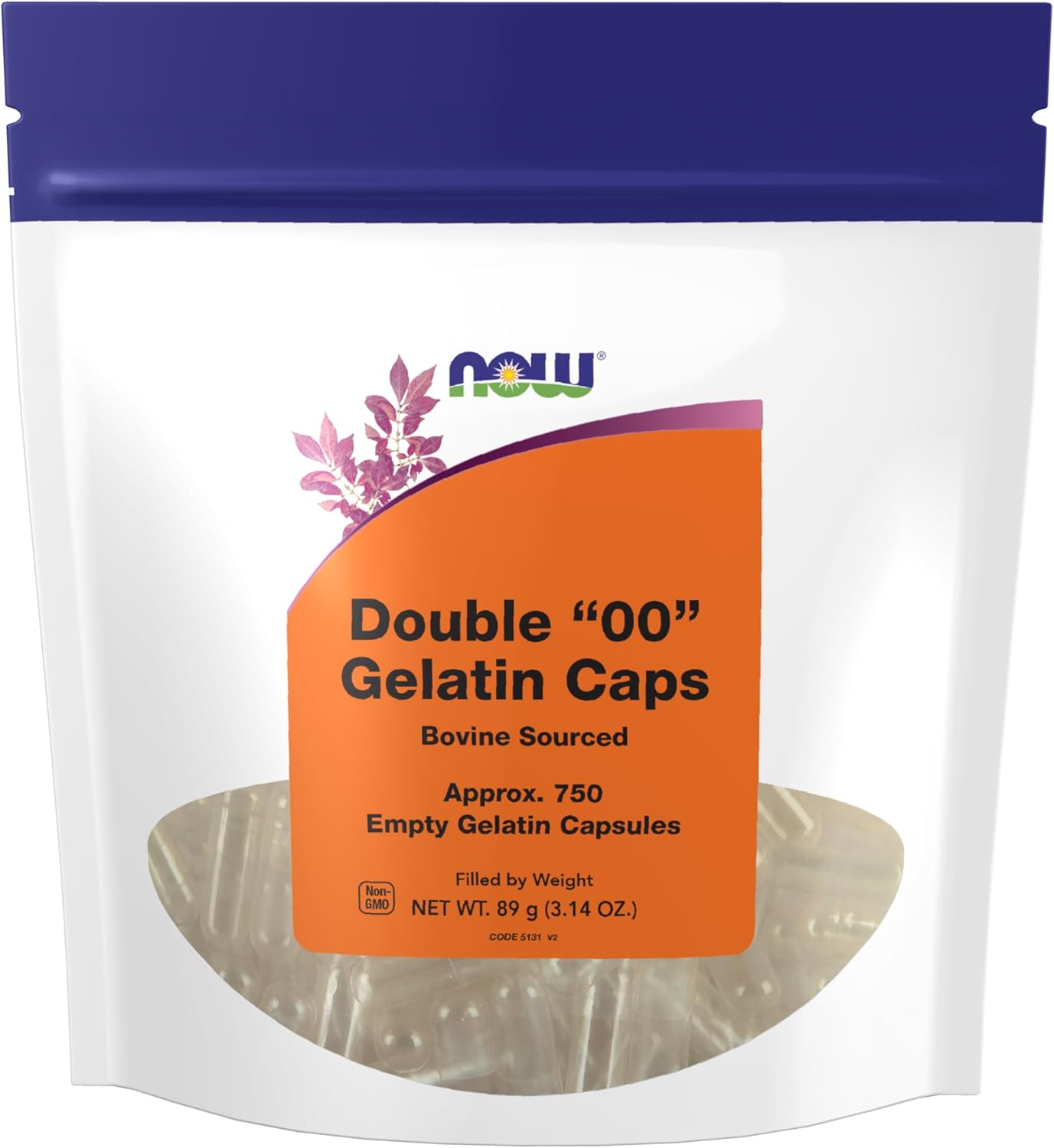 750 Double "00" Bovine Gelatin Capsules by NOW Foods - Filled by Weight