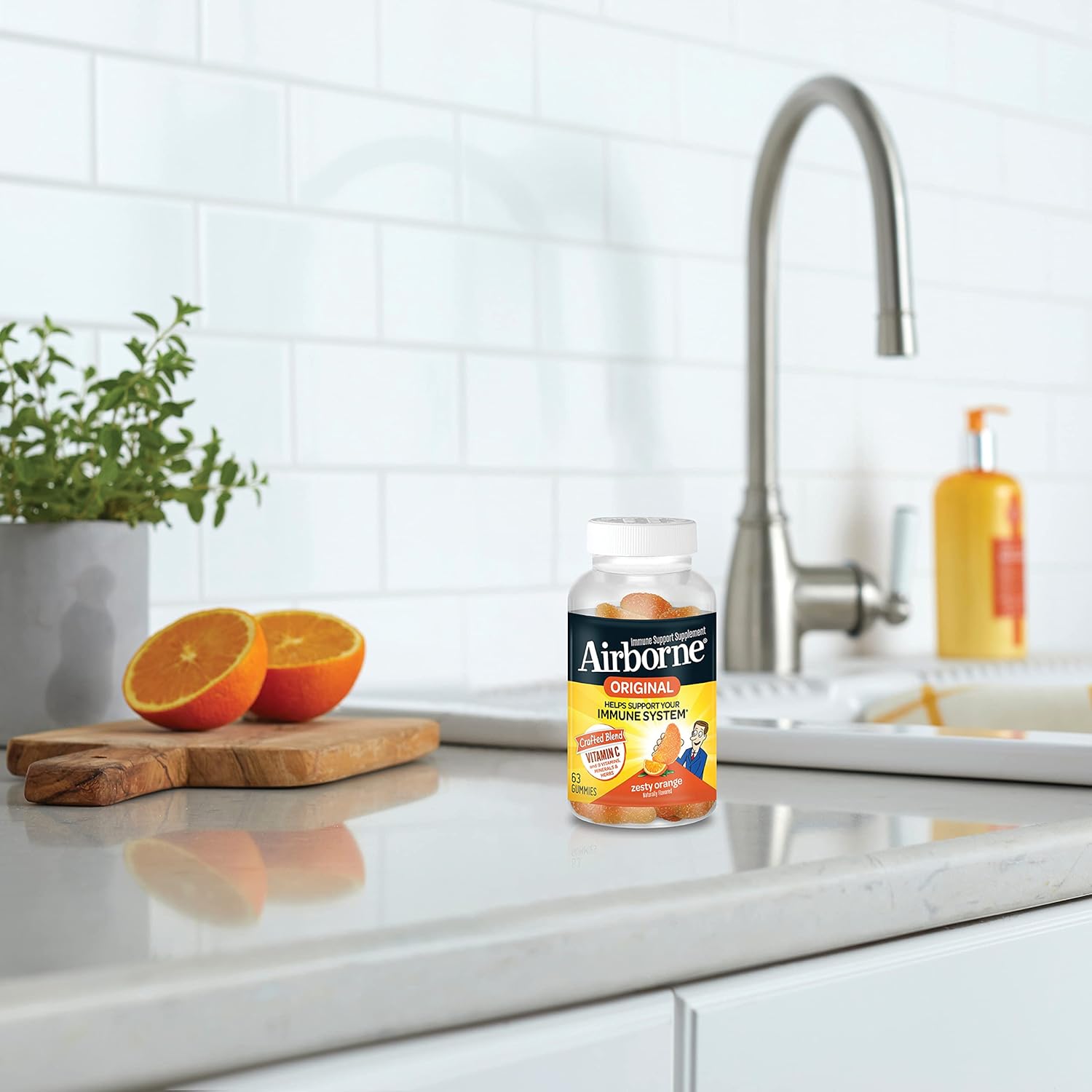 750mg Airborne Adult Vitamin C Gummies - 63 Count, Immune Support with Antioxidants C & E, Zesty Orange Flavor