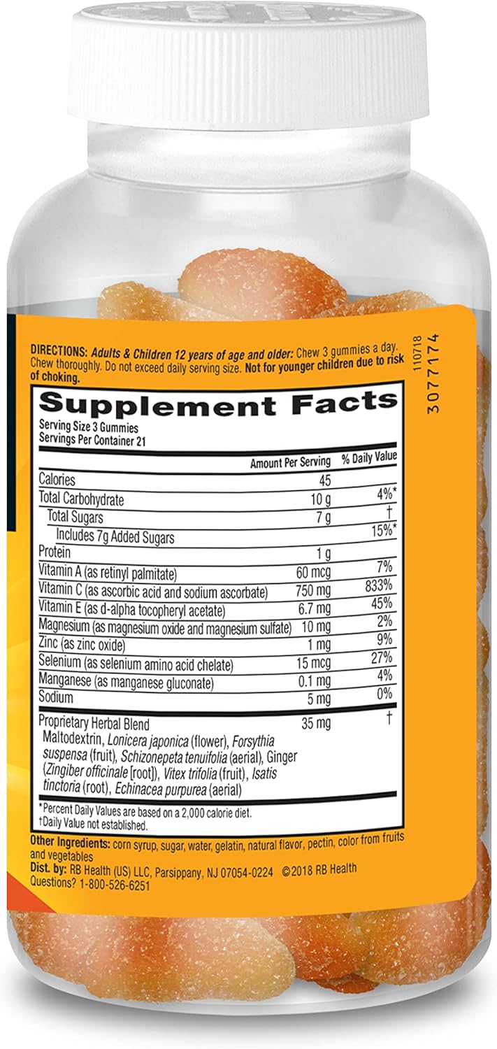 750mg Airborne Adult Vitamin C Gummies - 63 Count, Immune Support with Antioxidants C & E, Zesty Orange Flavor