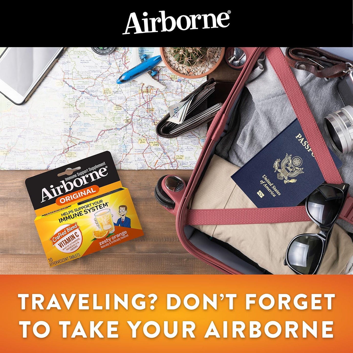 750mg Airborne Adult Vitamin C Gummies - 63 Count, Immune Support with Antioxidants C & E, Zesty Orange Flavor