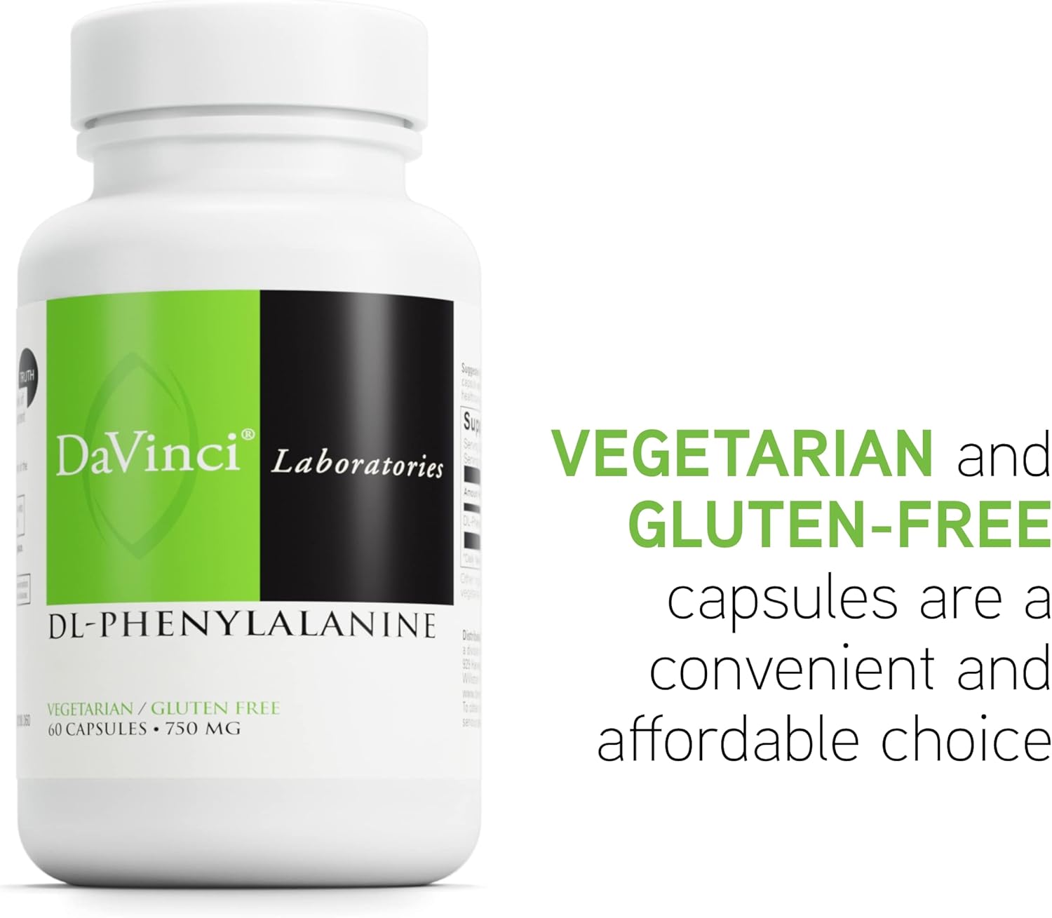 750mg DL-Phenylalanine Amino Acid Supplement for Comfort & Balance - Gluten-Free - 60 Veg Capsules