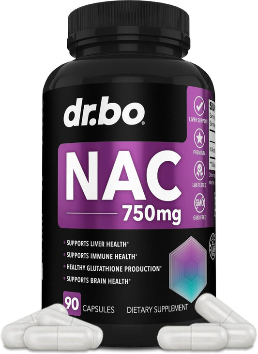 750mg N-Acetyl Cysteine Supplement - Liver Support & Lung Cleanse Formula - Kidney Detox & Respiratory Health - 90 Capsules - BoostGo Australia