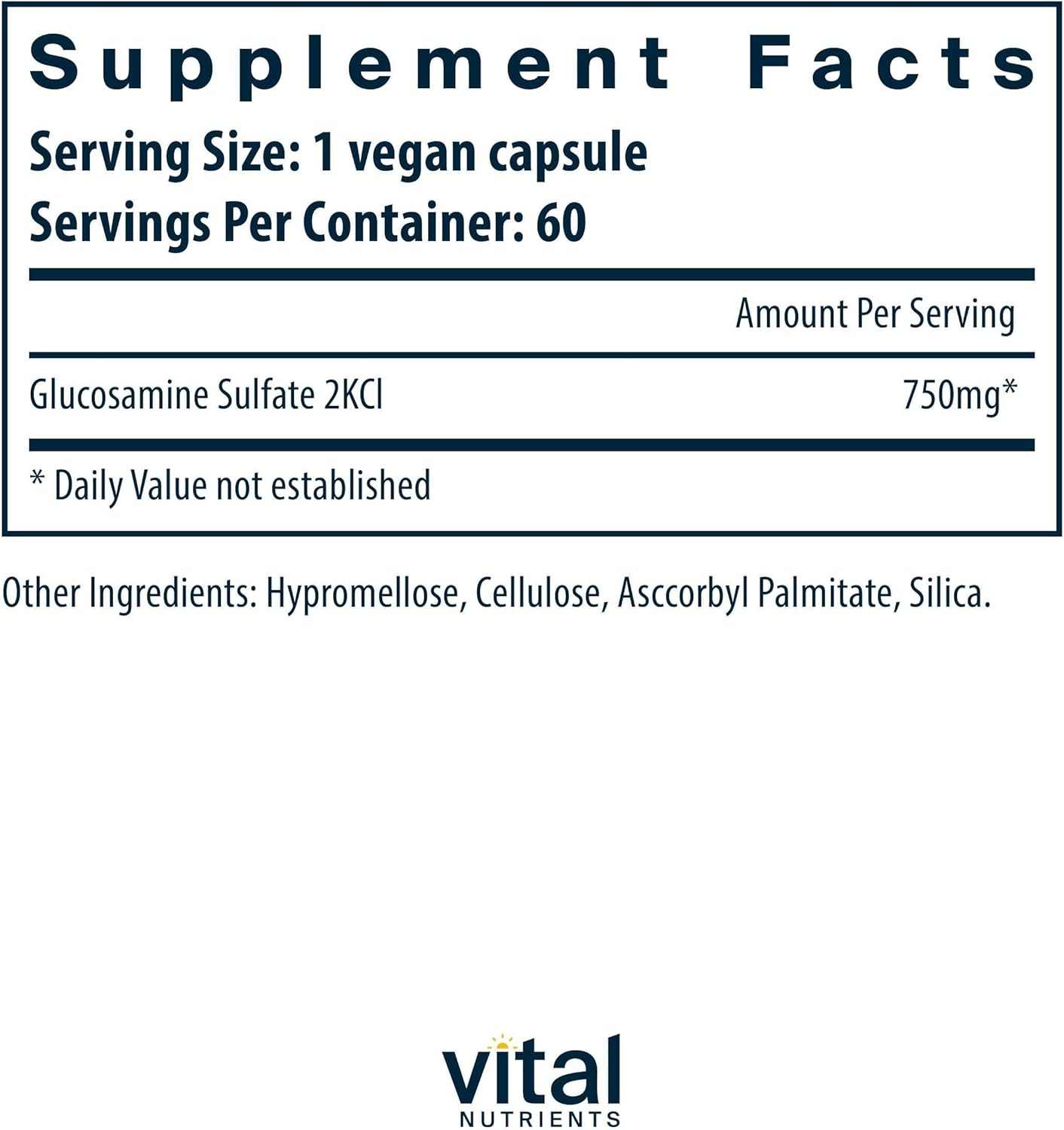 750mg Vegan Glucosamine Sulfate Capsules for Healthy Joints | Plant-Based Joint Support Supplement | Non-GMO & Gluten-Free | 60 Veg Caps