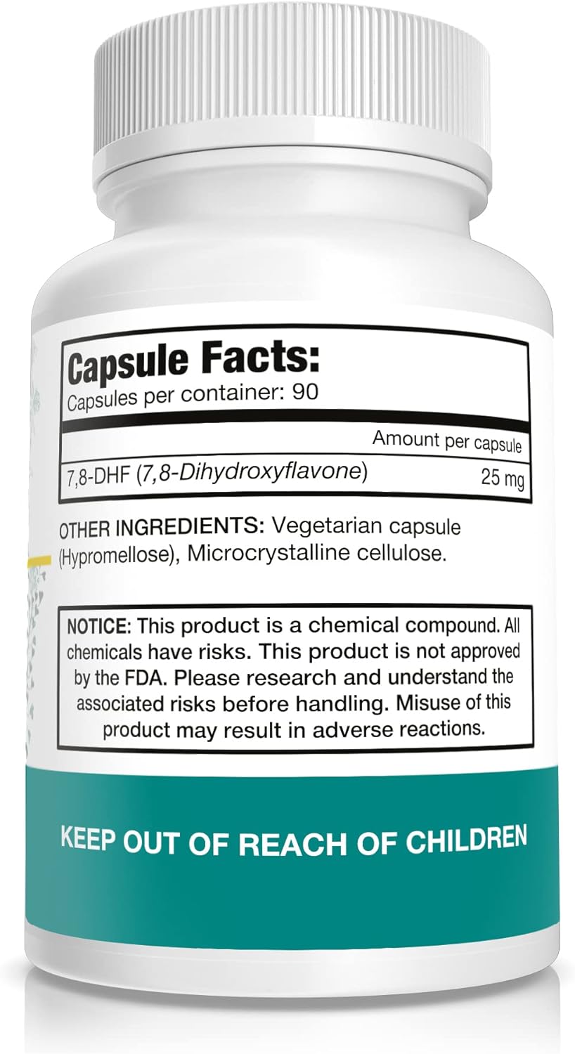 7,8-DHF Nootropic Supplement Capsules | 25 mg | 90 Veg Caps | Brain Support Vegan Pills
