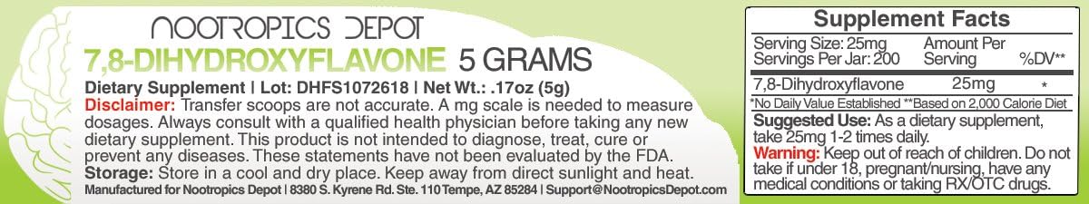 7,8 DHF Powder - 5 Grams | Buy Nootropics Depot 7,8-Dihydroxyflavone